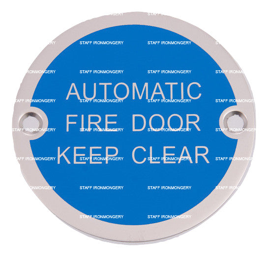 Bary Automatic Fire Door Keep Clear Sign Polished Aluminium
