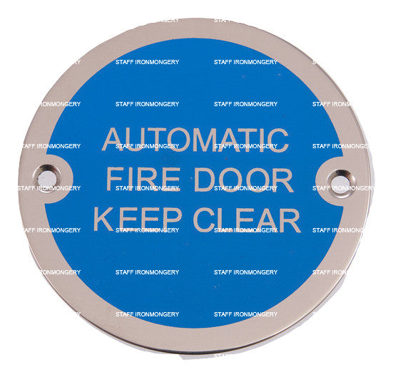 Bary Automatic Fire Door Keep Clear Polished Stainless