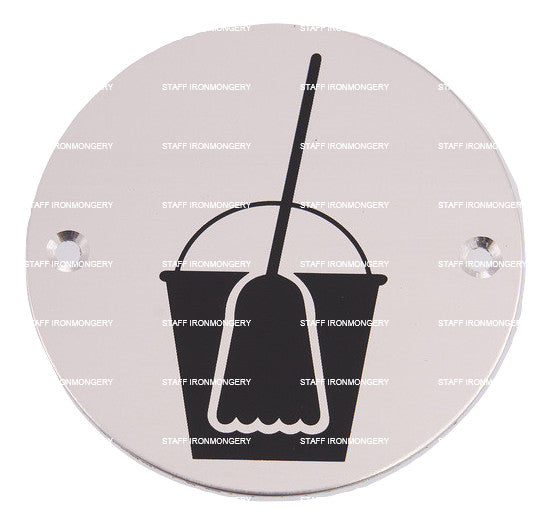 Bary Clean (Mop and Bucket) Sign Polished Satin Stainless