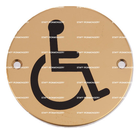 Bary Disabled Washroom Indicator Sign Polished Brass