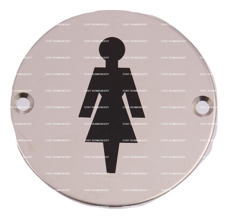 Bary Female Bathroom Sign Polished Satin Stainless