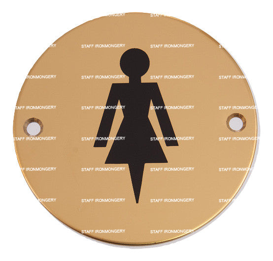 Bary Female Washroom Indicator Sign Polished Brass