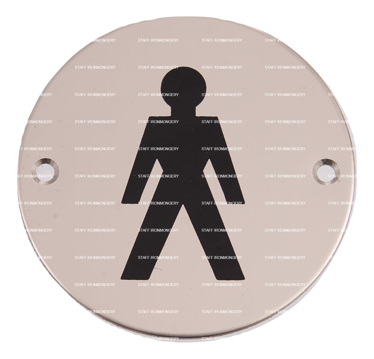 Bary Male Bathroom Sign Polished Satin Stainless