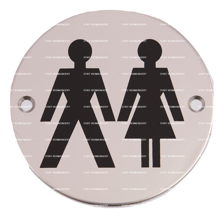 Bary Unisex Universal Bathroom Sign Polished Satin Stainless