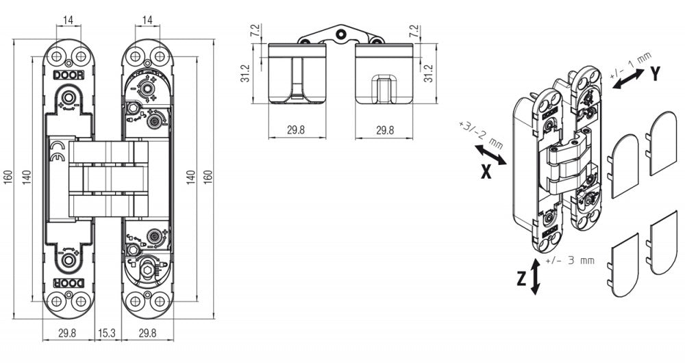 Krona Koblenz Adjustable Concealed Multiaxial Hinges K7080