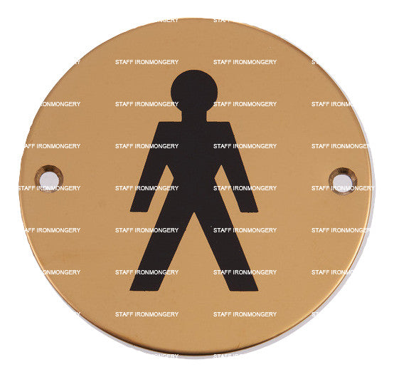 Bary Male Washroom Indicator Sign Polished Brass