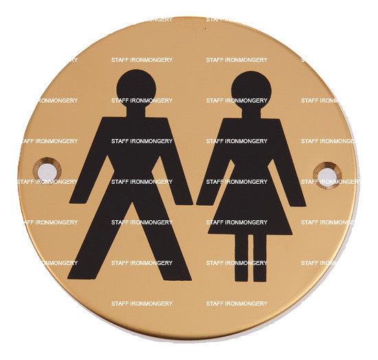 Bary Uni Sex Universal Washroom Indicator Sign Polished Brass