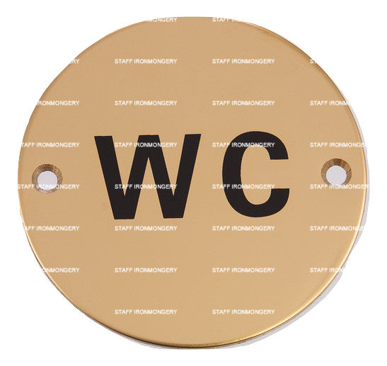 Bary Wash Closet (WC) Indicator Sign Polished Brass
