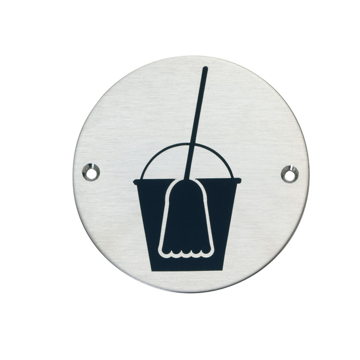 Bary Clean Mop and Bucket Sign Satin Stainless