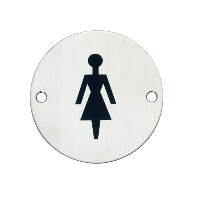 Bary Female Washroom Indicator Sign Satin Stainless