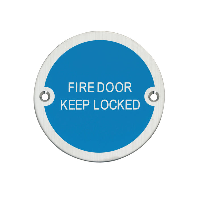 Bary Fire Door Keep Locked Sign Satin Stainless