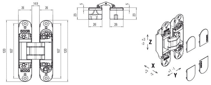 Krona Koblenz Kubi7 Hybrid Adjustable Concealed Multiaxial Hinges K7000