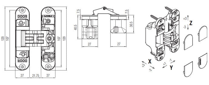 Krona Koblenz Kubica Hybrid Adjustable Concealed Multiaxial Hinges K2700