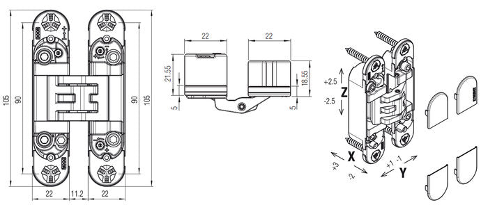 Krona Koblenz Kubica Kubicenter Hybrid Adjustable Concealed Multiaxial Hinges K6400