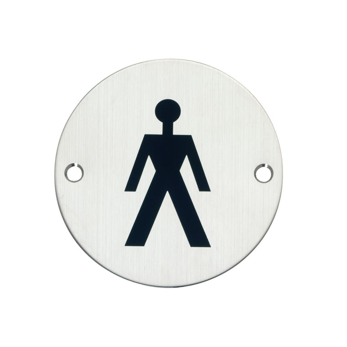 Bary Male Washroom Indicator Sign Satin Stainless