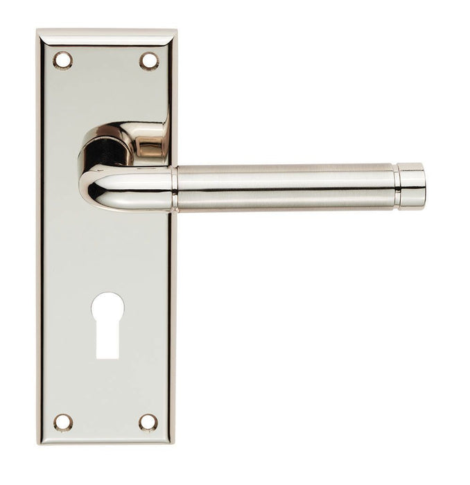 Carlisle Brass Serozzetta Quaranta Lever on Latch Backplate Polished/Satin Nickel