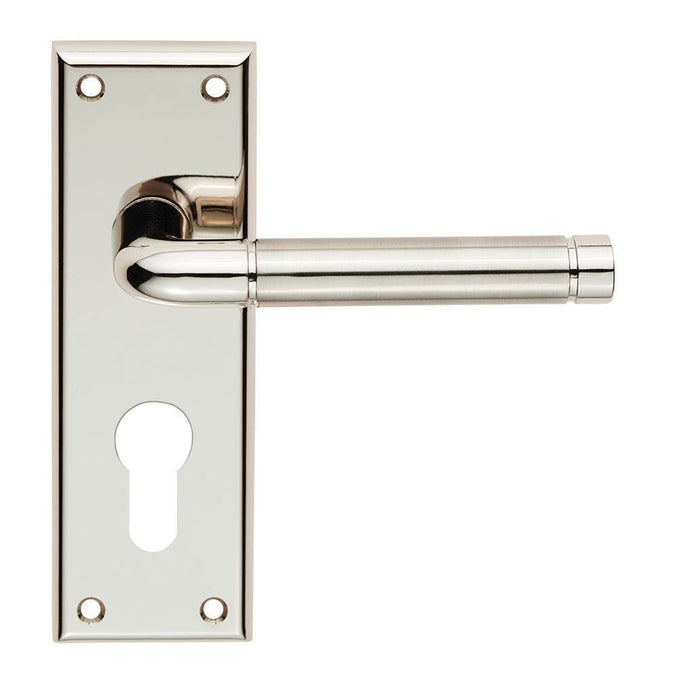Carlisle Brass Serozzetta Quaranta Lever on Latch Backplate Polished/Satin Nickel