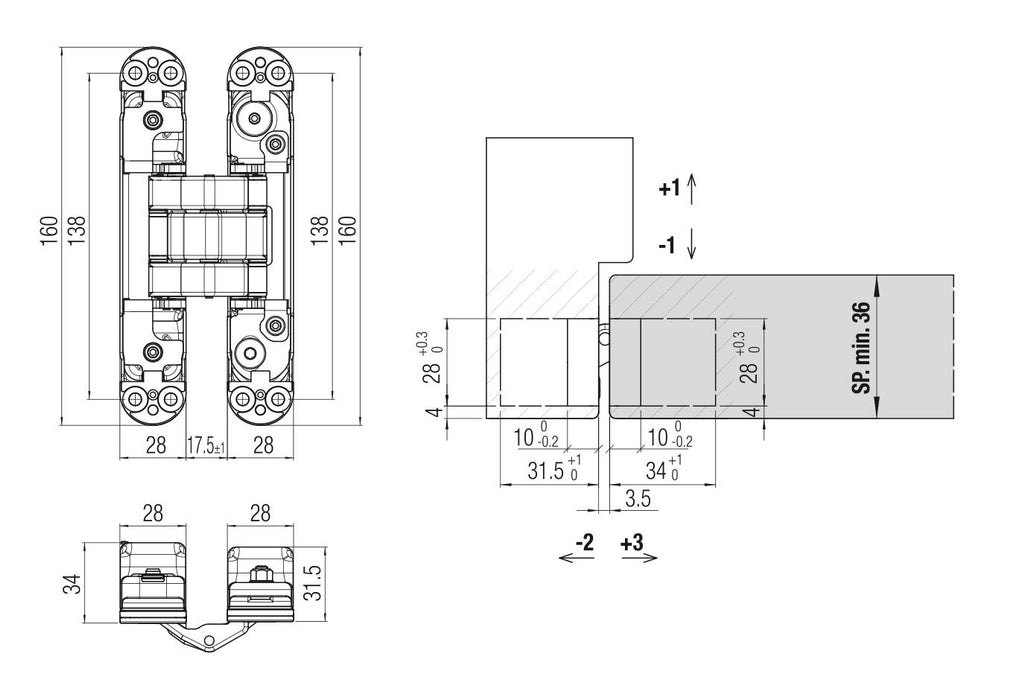 Krona Koblenz Atomika Adjustable Concealed Multiaxial Hinges K8080