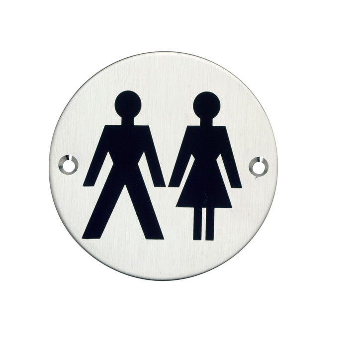 Bary Unisex Universal Washroom Sign Satin Stainless