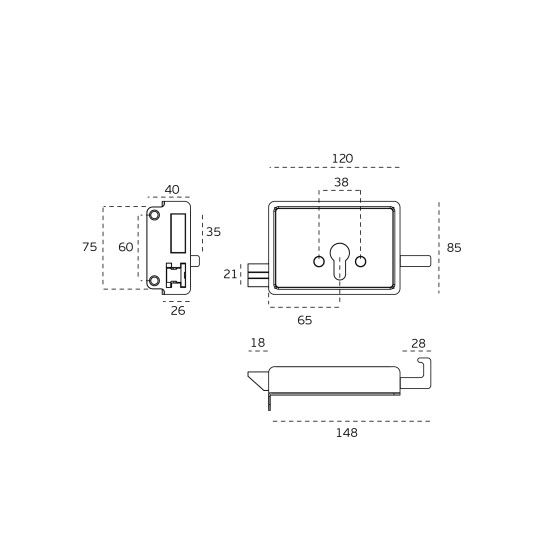 JNF Freeline Rim Lock for European Cylinder IN.20.051