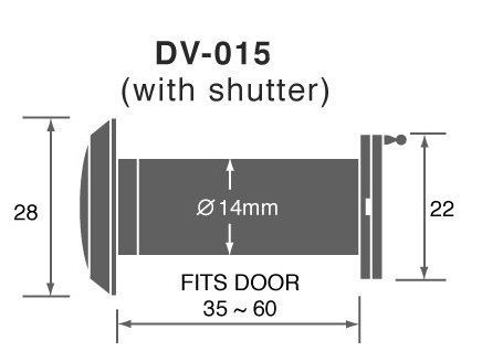 Bary Fire Rated 200 Degree Door Viewer C/W Shutter