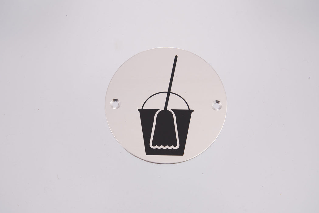 Bary Clean (Mop and Bucket) Sign Polished Satin Stainless