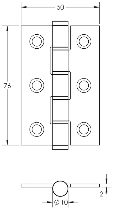 Frelan Hardware Jedo Stainless Steel Grade 7 Washered Hinge 76x50mm J9504