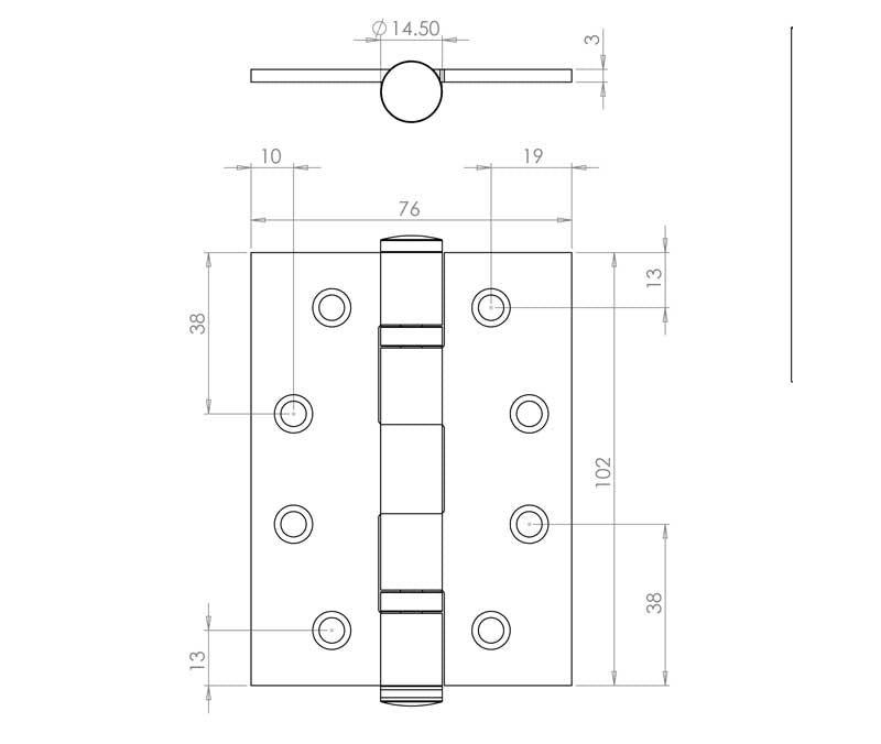 Frelan Hardware Jedo Stainless Steel 316G Grade 13 Ball Bearing Hinges 102 x 76mm J9507