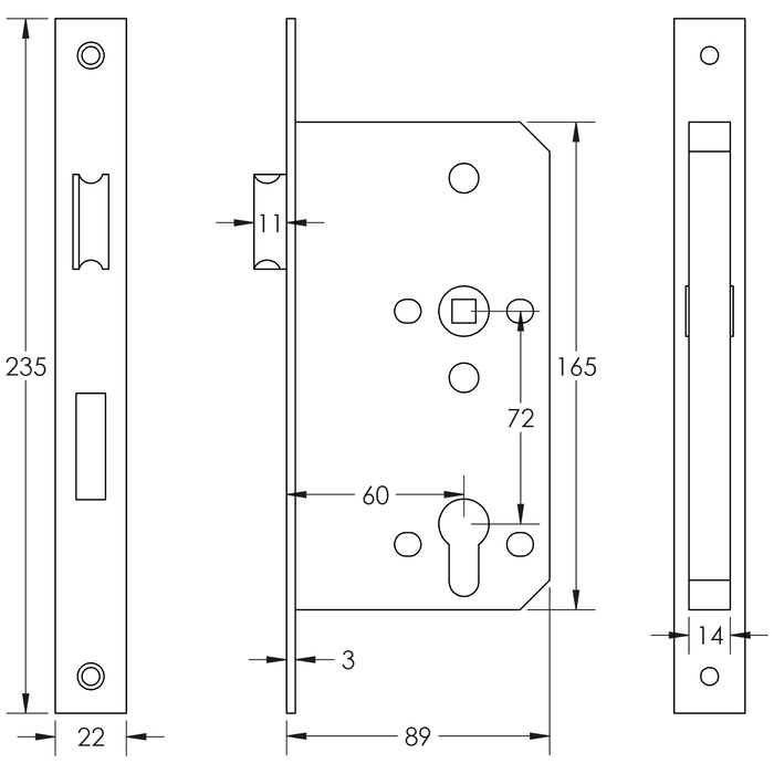 Frelan Hardware Jedo 72mm Din Escape Lock JL-DE60