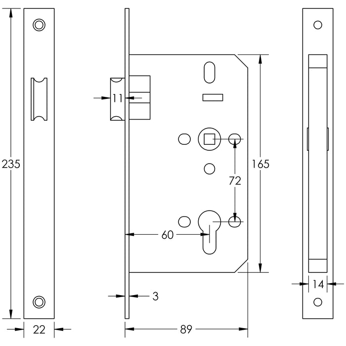 Frelan Hardware Jedo 72mm Din Euro Latch JL-DL60