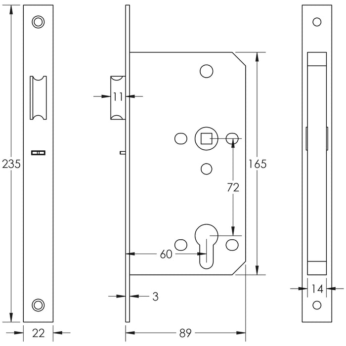 Frelan Hardware Jedo Architectural 72mm Din Nightlatch JL-DNL60