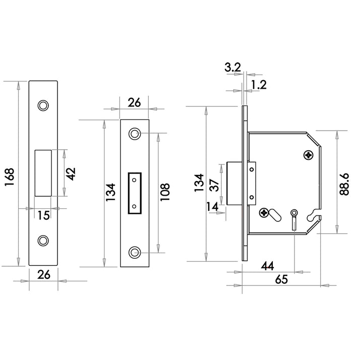 Frelan Hardware Jedo 3 Lever Deadlock JL109