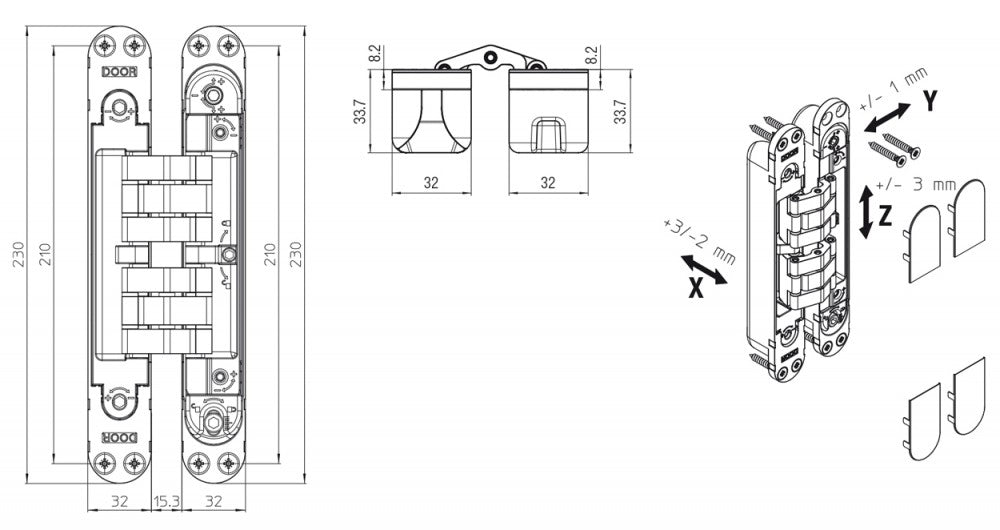 Krona Koblenz Kubi7 Adjustable Concealed Multiaxial Hinges K7200