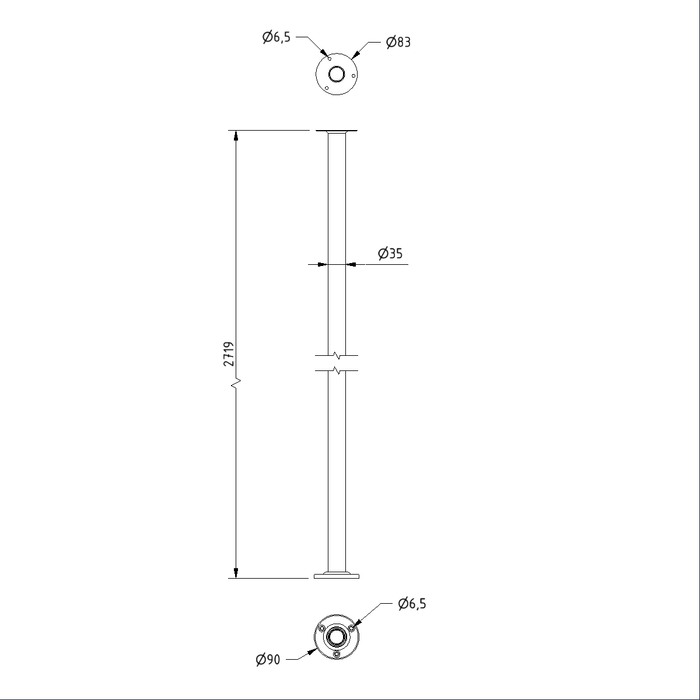Floor to Ceiling Pole 2700mm NS.FP1