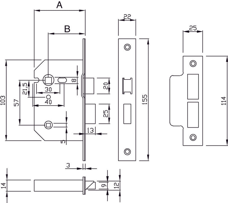 GRIDLOCK Radius Bathroom Lock G7