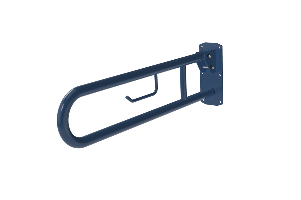 Hinged Lift and Lock Support Rail with Toilet Roll Holder 800mm 211480
