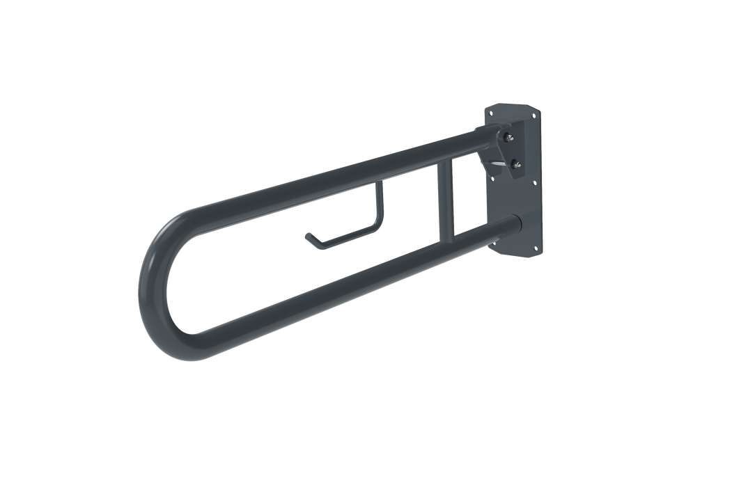 Hinged Lift and Lock Support Rail with Toilet Roll Holder 800mm 211480