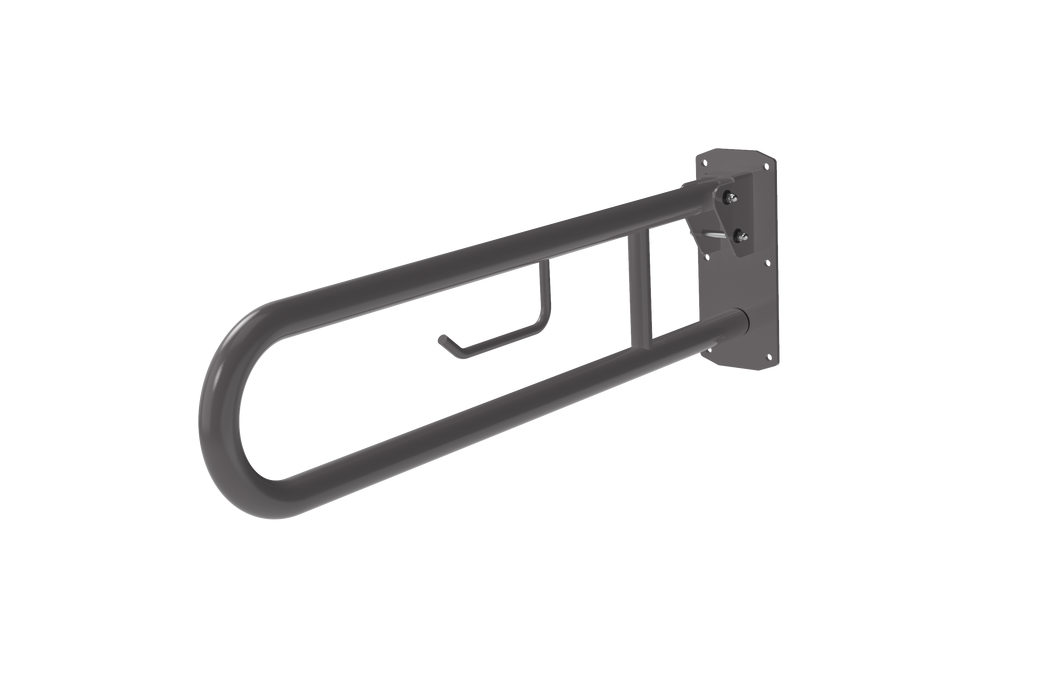 Hinged Lift and Lock Support Rail with Toilet Roll Holder 800mm 211480