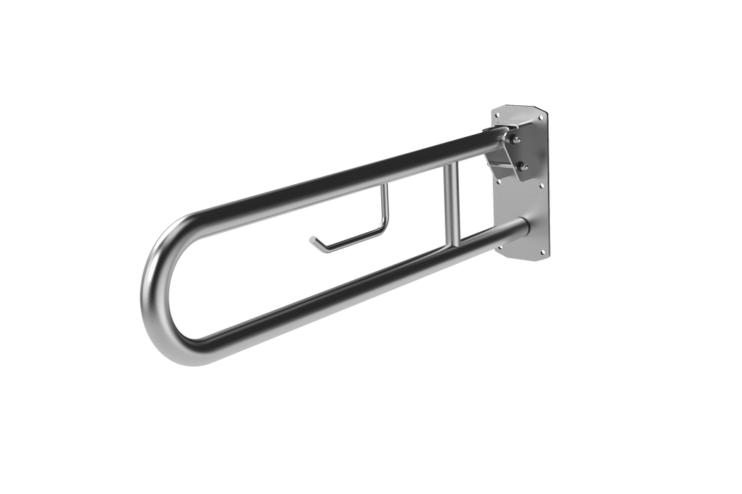 Hinged Lift and Lock Support Rail with Toilet Roll Holder 800mm 211480