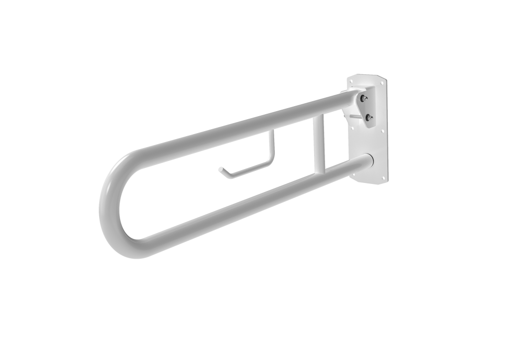 Hinged Lift and Lock Support Rail with Toilet Roll Holder 800mm 211480