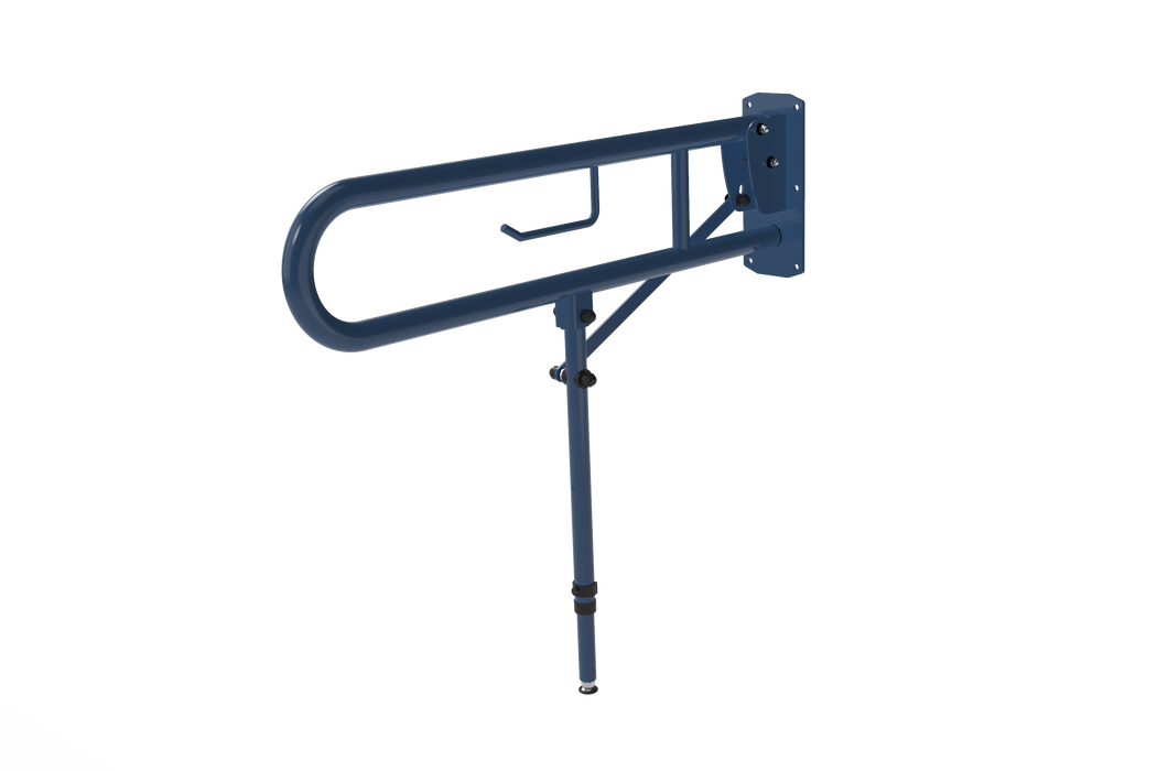 Hinged Lift and Lock Support Rail with Leg and Toilet Roll Holder 800mm 211580