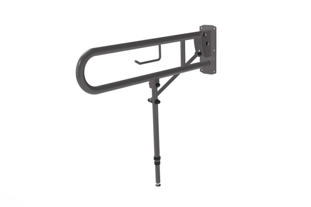 Hinged Lift and Lock Support Rail with Leg and Toilet Roll Holder 800mm 211580