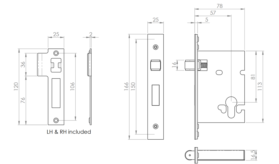 Eurospec Easi T Roller Bolt Euro Profile Deadlock RSL5030