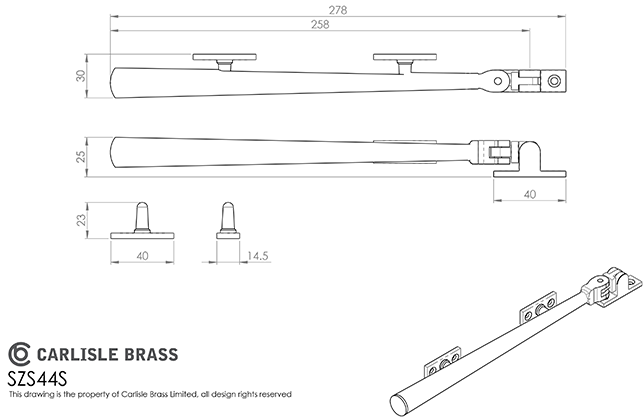 Carlisle Brass SZS44S Casement Stay Satin Nickel