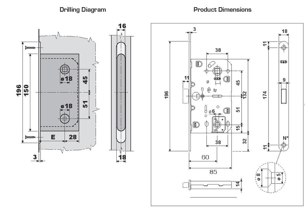 AGB Magnetic Polaris 2XT Mortice Bathroom Lock 60mm Backset