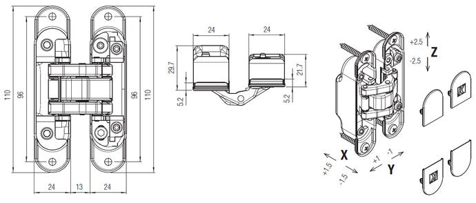 Krona Koblenz Atomika Slim Adjustable Concealed Multiaxial Hinges K8060