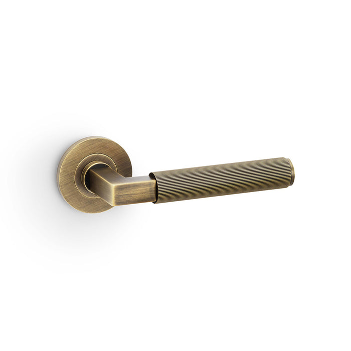 Eurospec Alexander & Wilks Reeded Hurricane Lever on Round Rose AW202