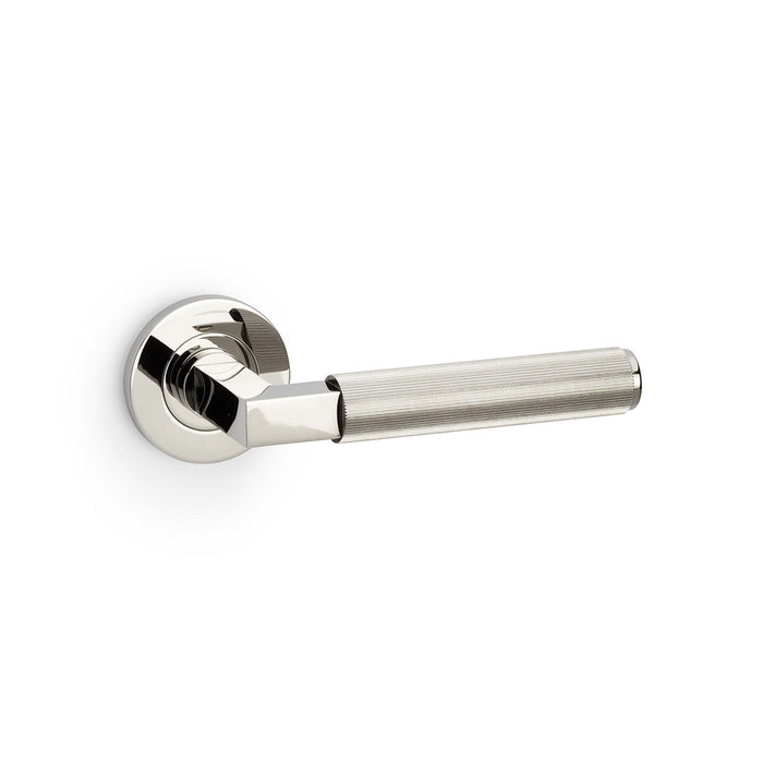 Eurospec Alexander & Wilks Reeded Hurricane Lever on Round Rose AW202