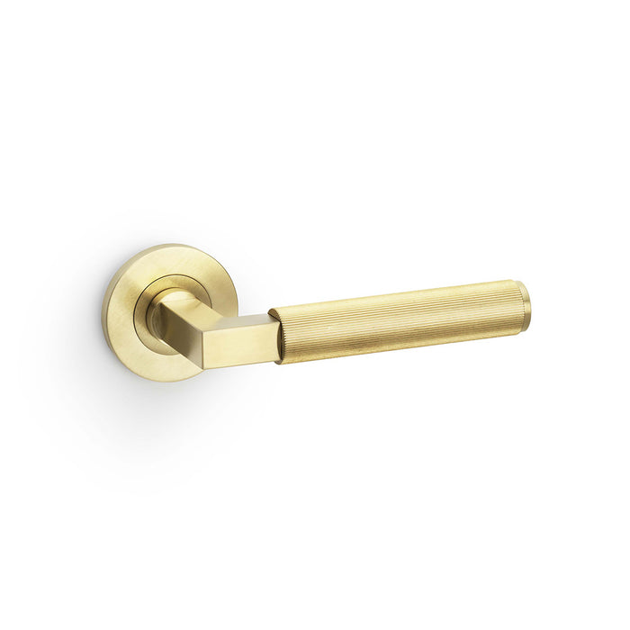 Eurospec Alexander & Wilks Reeded Hurricane Lever on Round Rose AW202