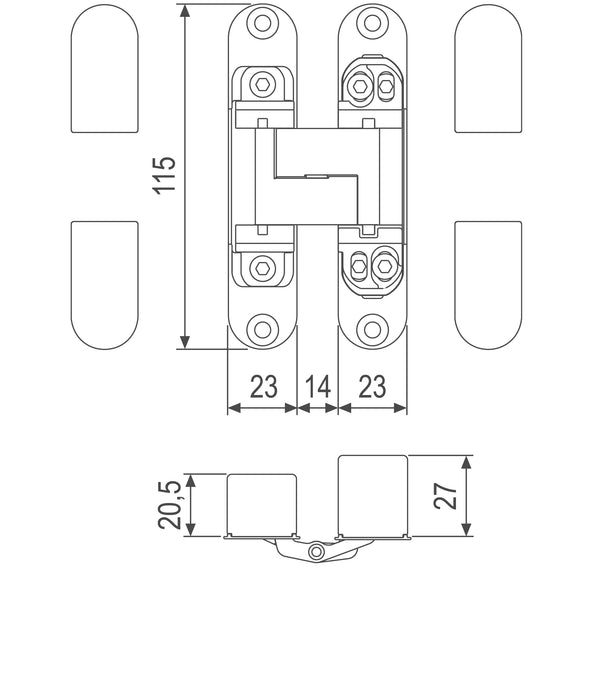 AGB Reversible Concealed Multiaxial Hinges ECLIPSE 3.0